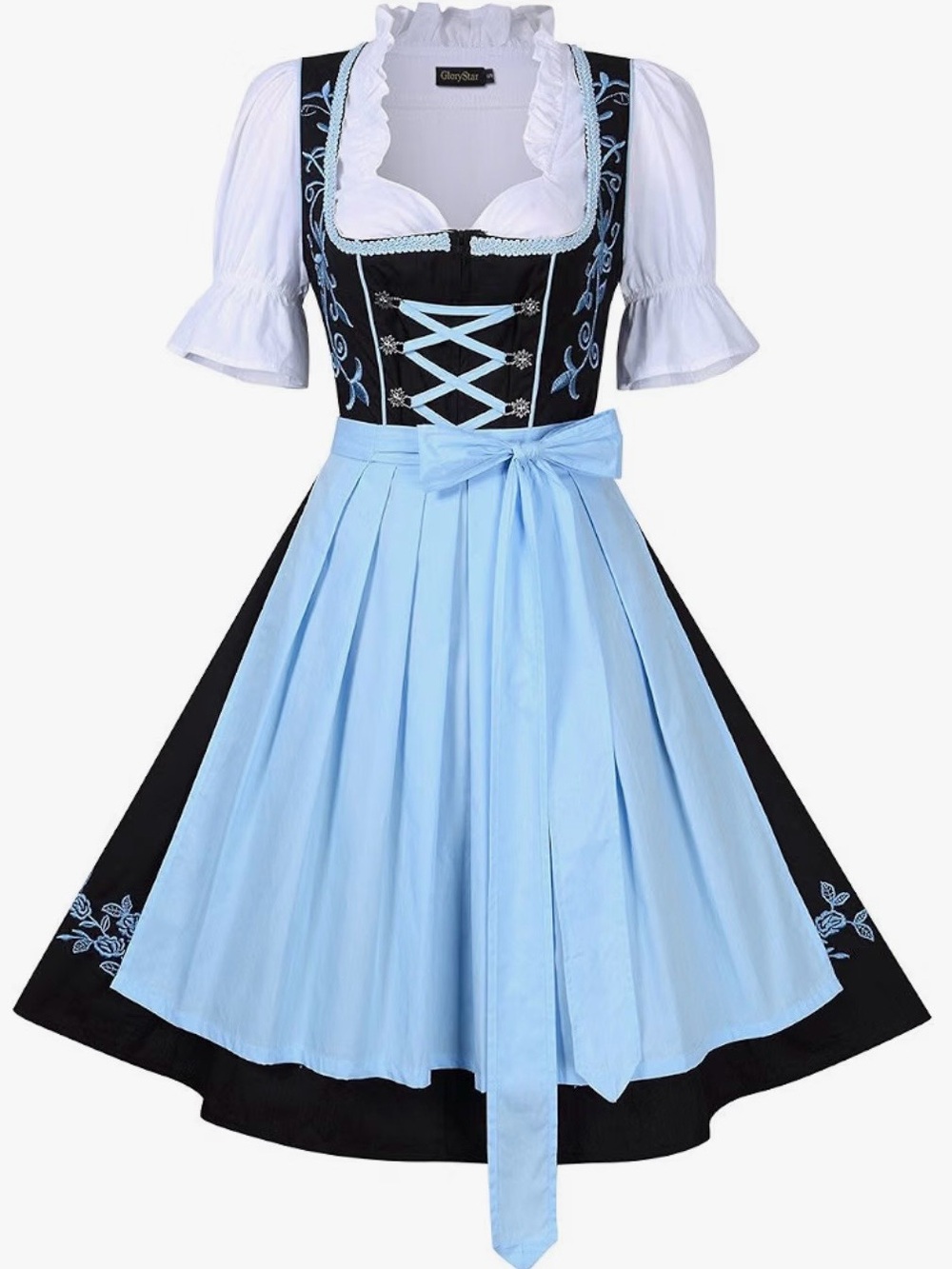 Light Blue & Black Traditional Dirndl Dress New Oktoberfest